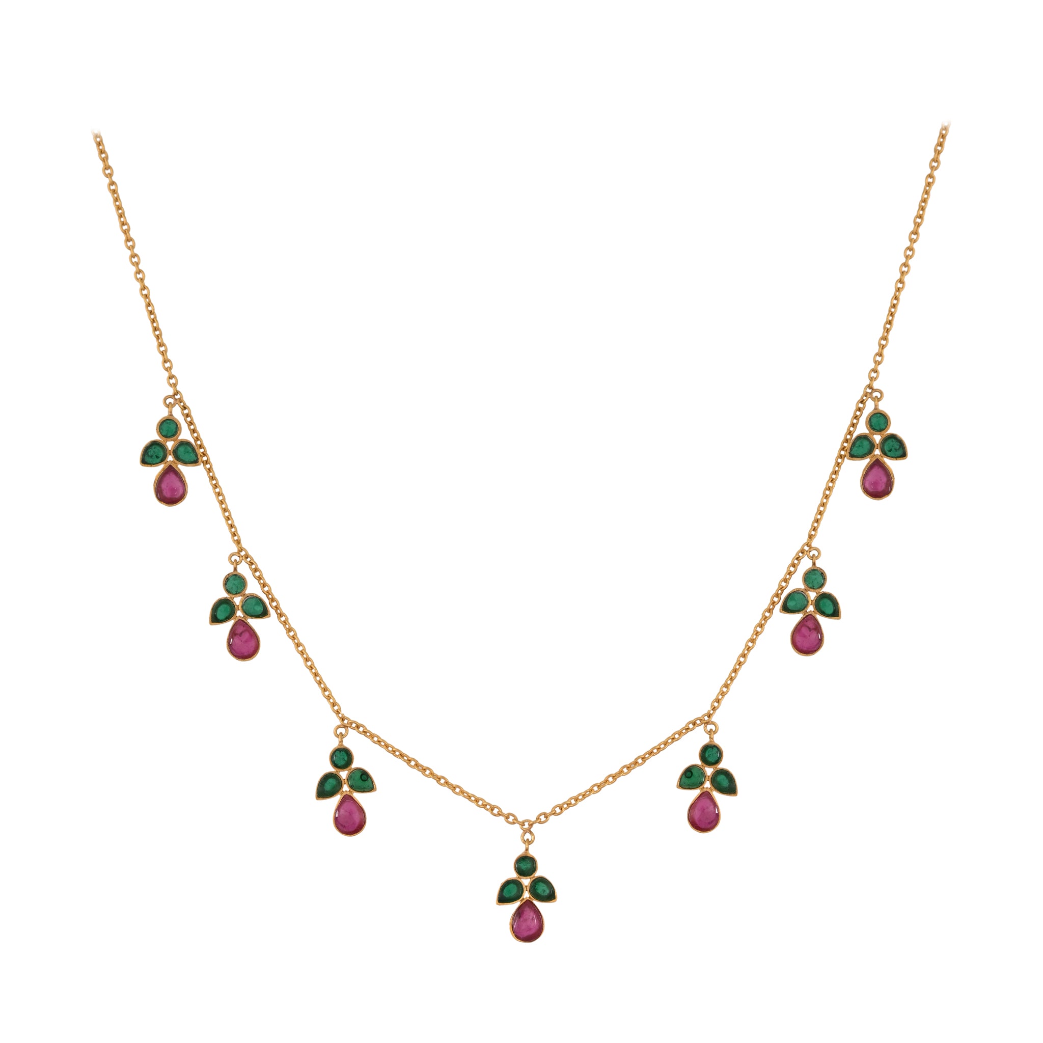 Floral Drop Silver Chain Necklace