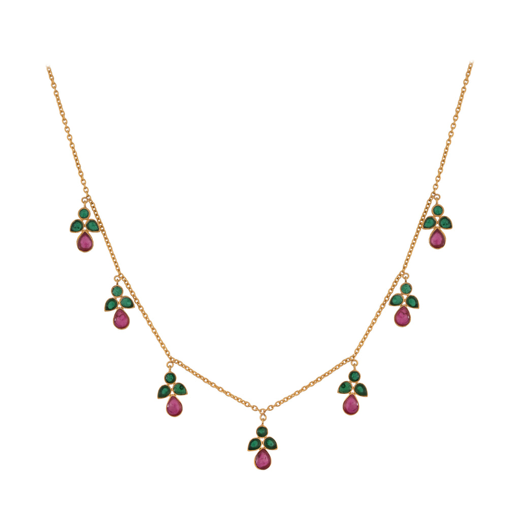 Floral Drop Silver Chain Necklace