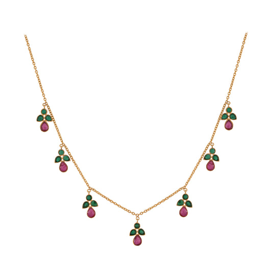 Floral Drop Silver Chain Necklace