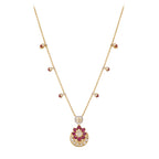 Gul Lotus Ruby & Polki Silver Chain Necklace Set