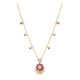 Gul Lotus Ruby & Polki Silver Chain Necklace Set