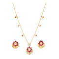 Gul Lotus Ruby & Polki Silver Chain Necklace Set