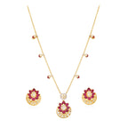 Gul Lotus Ruby & Polki Silver Chain Necklace Set
