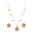 Gul Lotus Ruby & Polki Silver Chain Necklace Set