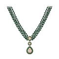 Emerald & Polki Layered Silver Necklace (4 Strings)