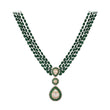 Emerald & Polki Layered Silver Necklace (4 Strings)