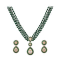Emerald & Polki Layered Silver Necklace Set (4 Strings)