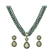 Emerald & Polki Layered Silver Necklace Set (4 Strings)