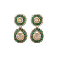 Emerald & Polki Silver Drop Earrings