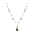 Emerald & Polki Drop Silver Chain Necklace