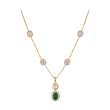 Emerald & Polki Drop Silver Chain Necklace