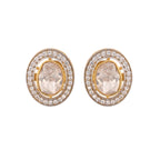Noor Oval Polki Silver Stud Earrings
