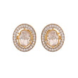Noor Oval Polki Silver Stud Earrings