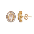 Noor Oval Polki Silver Stud Earrings