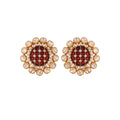 Floral Polki & Maroon Meenakari Silver Earrings