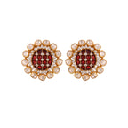 Floral Polki & Maroon Meenakari Silver Earrings
