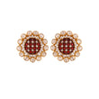 Floral Polki & Maroon Meenakari Silver Earrings