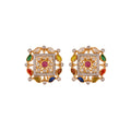 Navratna Square Blossom Silver Earrings