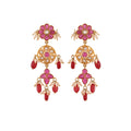 Gulnaar & Polki Floral long Silver Earrings