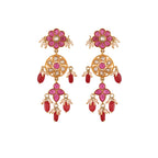 Gulnaar & Polki Floral long Silver Earrings