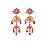 Gulnaar & Polki Floral long Silver Earrings