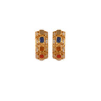Navratna Silver Hoop Earrings