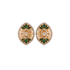 Polki & Green Meenakari Lotus Silver Studs