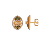 Polki & Green Meenakari Lotus Silver Studs