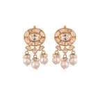 Noor Oval Polki & Pearl Drop Earrings