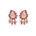 Gul Peacock Ruby & Polki Silver Earrings