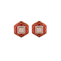 Hexagon Polki & Red Meenakari Silver Studs
