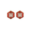Hexagon Polki & Red Meenakari Silver Studs