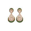 Polki & Green Meenakari Silver Drop Earrings