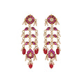 Gulnaar Ruby Bloom Silver Long Earrings