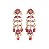 Gulnaar Ruby Bloom Silver Chain Necklace Set