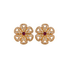 Floral Polki Silver Earrings
