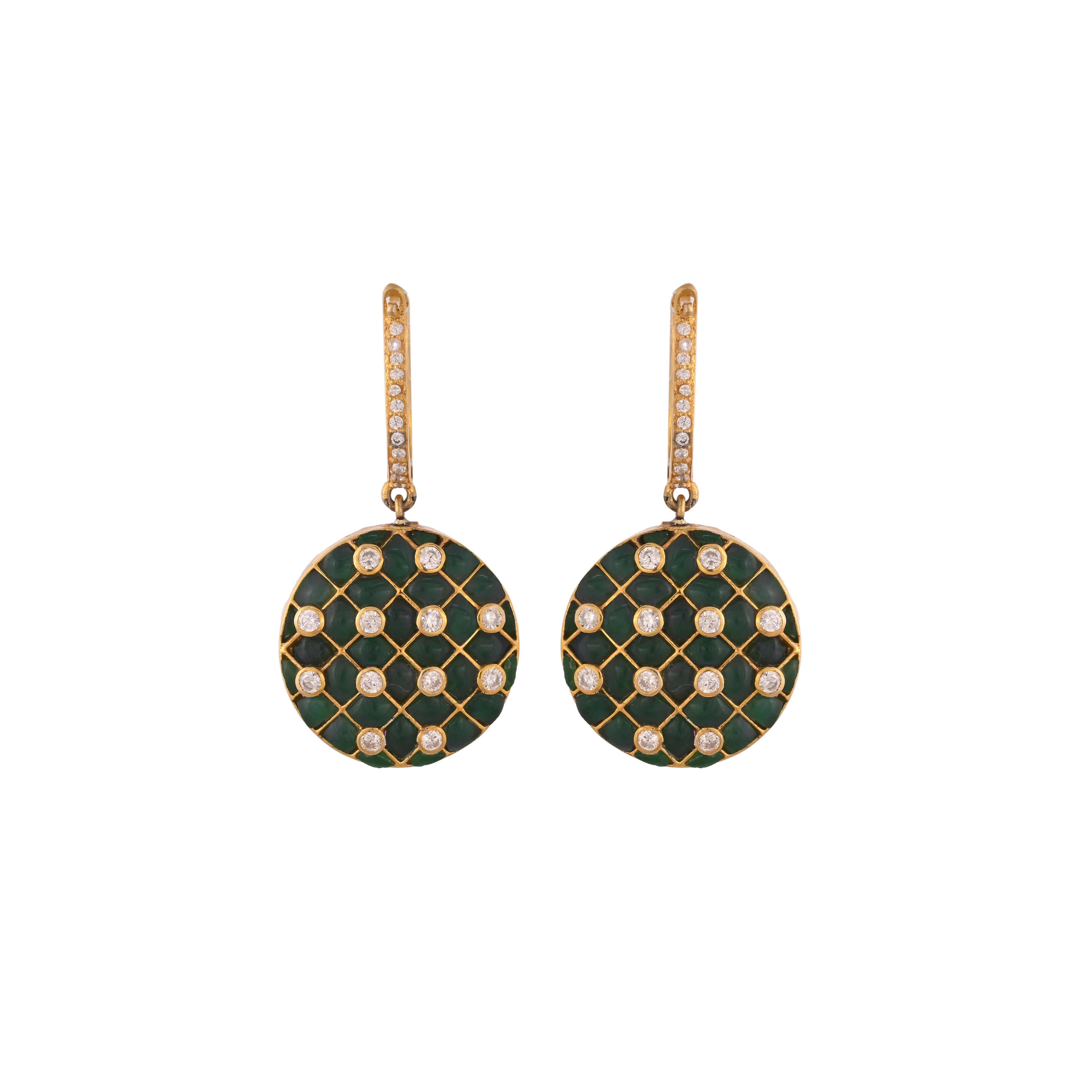 Reversible Ruby & Emerald Round Drop Silver Earrings