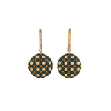 Reversible Ruby & Emerald Round Drop Silver Earrings