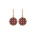 Reversible Ruby & Emerald Round Drop Silver Earrings