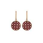 Reversible Ruby & Emerald Round Drop Silver Earrings