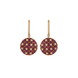 Reversible Ruby & Emerald Round Drop Silver Earrings