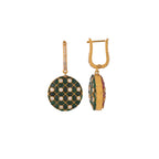 Reversible Ruby & Emerald Round Drop Silver Earrings