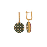 Reversible Ruby & Emerald Round Drop Silver Earrings