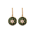 Reversible Red & Green Meenakari Round Drop Silver Earrings