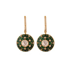 Reversible Red & Green Meenakari Round Drop Silver Earrings