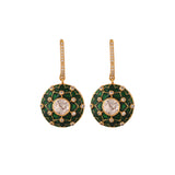 Reversible Red & Green Meenakari Round Drop Silver Earrings