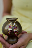Ruby & Pearl Drop Silver Long Earrings