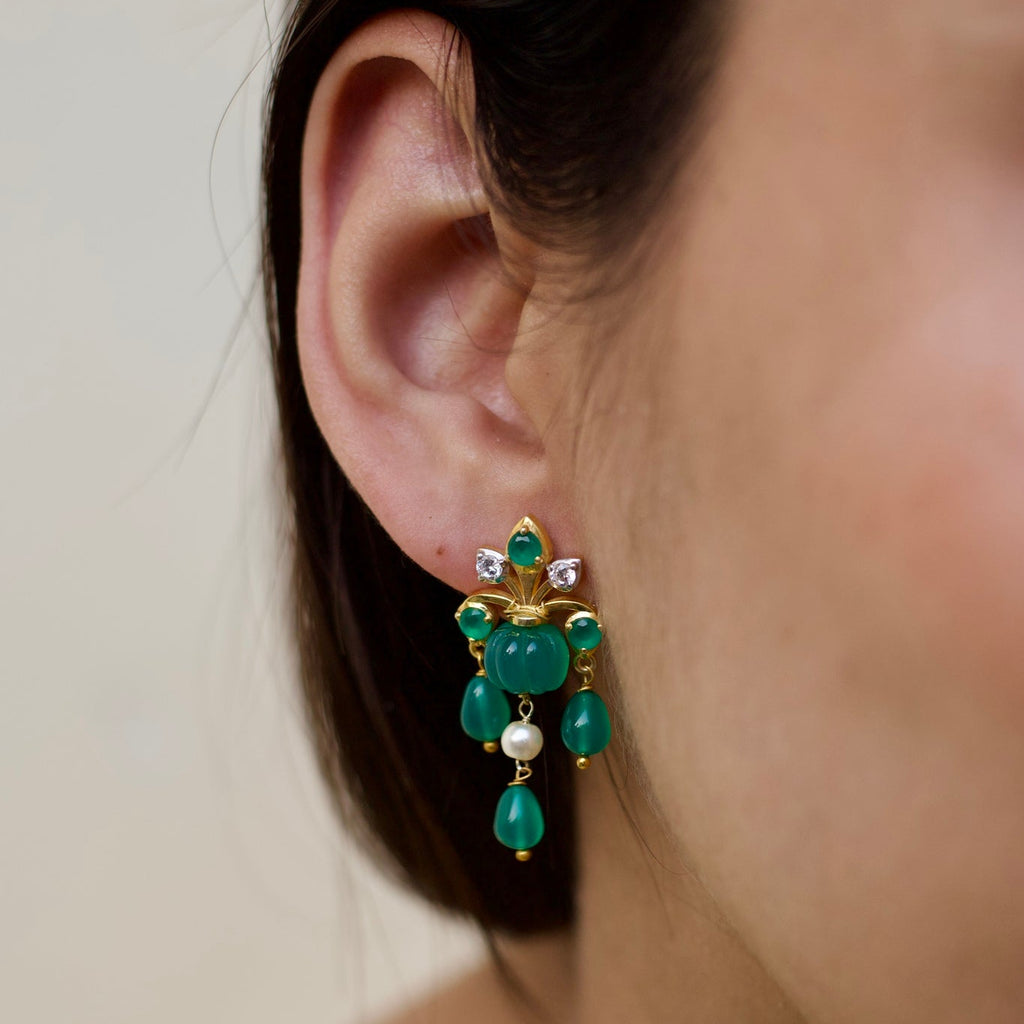 Emerald Meadow Silver Drop Earrings