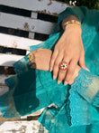 Floral Round Polki Silver Ring