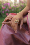 Navratna Round Silver Ring
